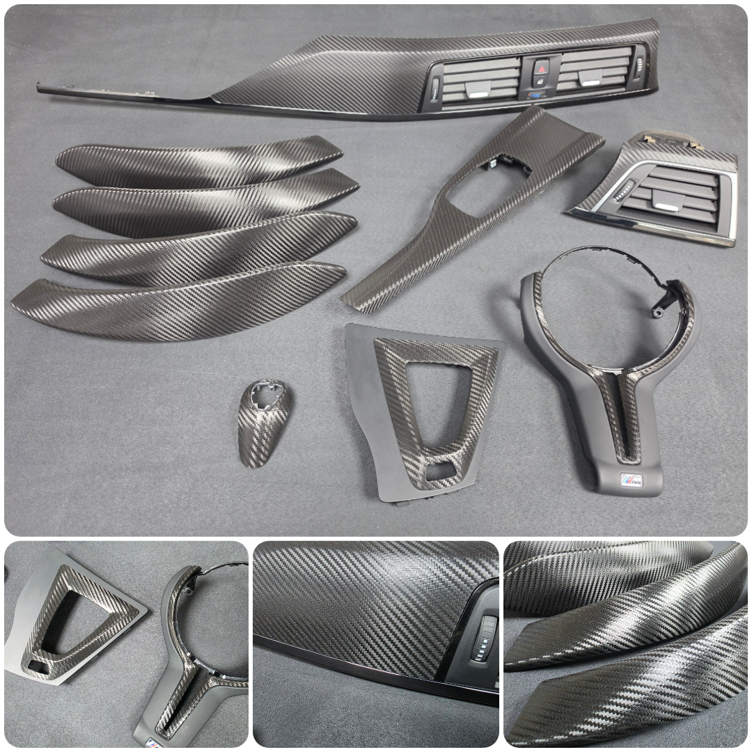 BMW F80 M3 SALOON COMPLETE INTERIOR TRIM SET - DEEP TEXTURED GLOSSY CARBON / SHADOW ACCENT